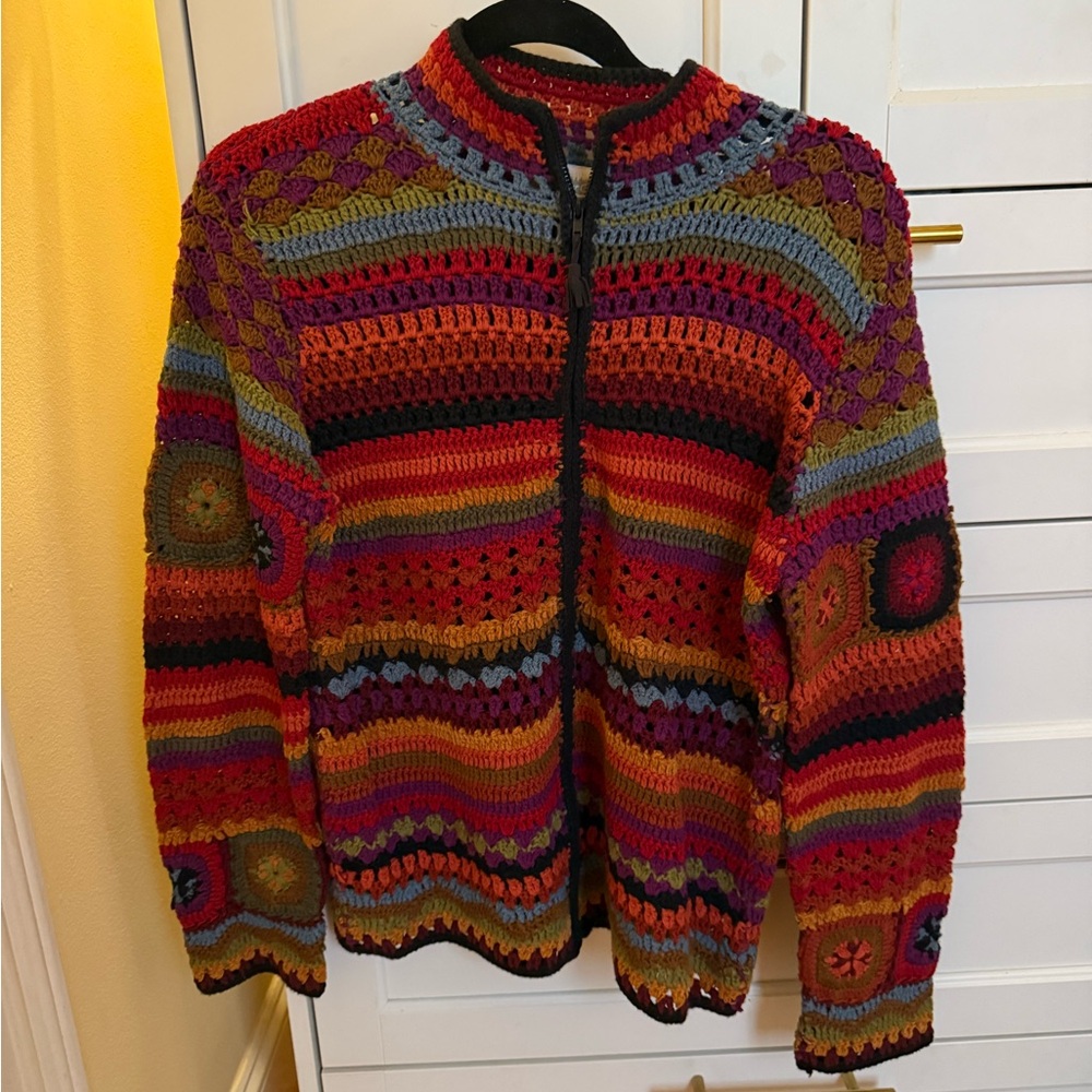 Coldwater Creek Multicolor Crochet Jacket